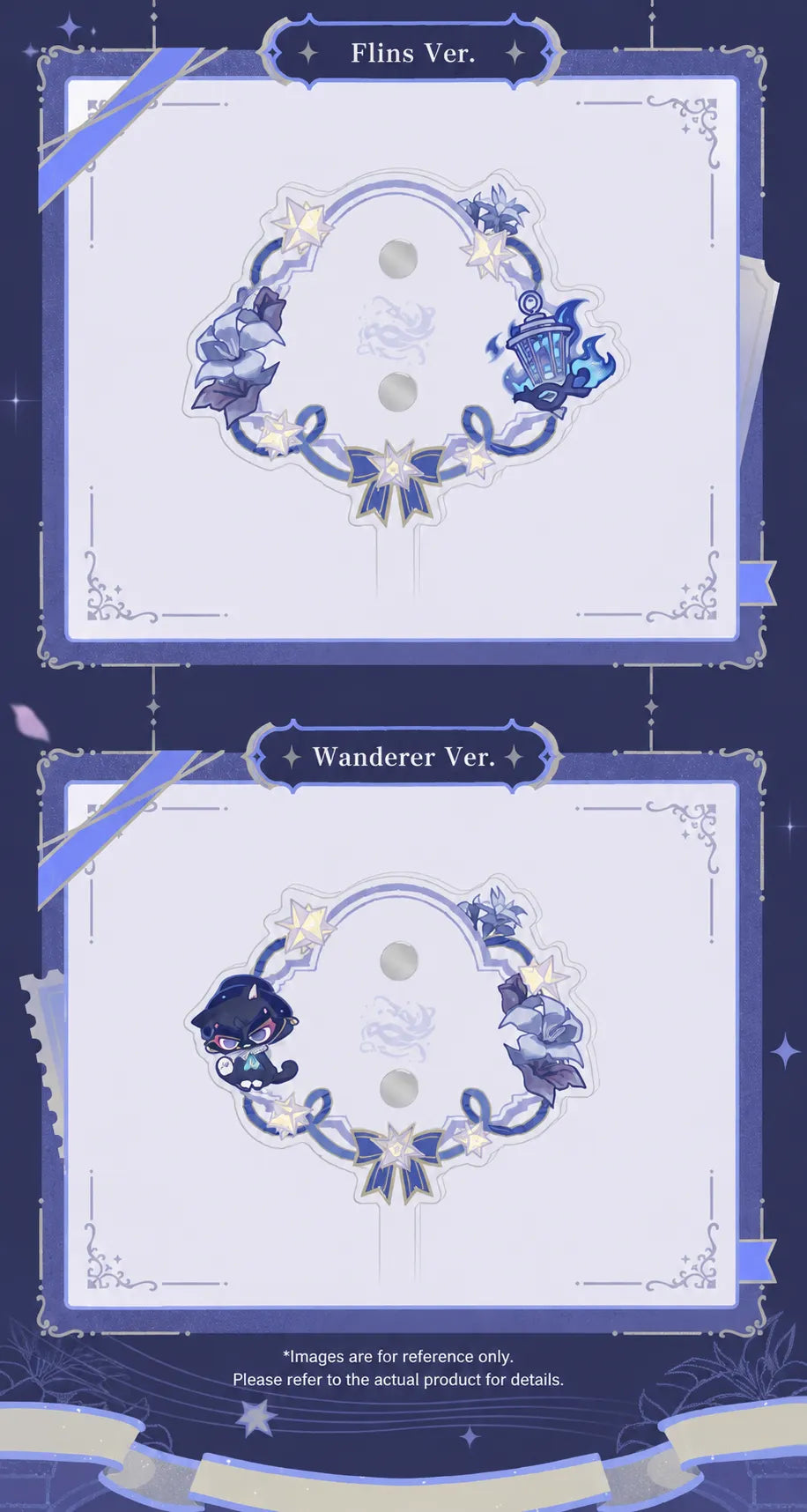 Flins and Wanderer acrylic photo prop designs from Genshin Impact FES 2026 Series