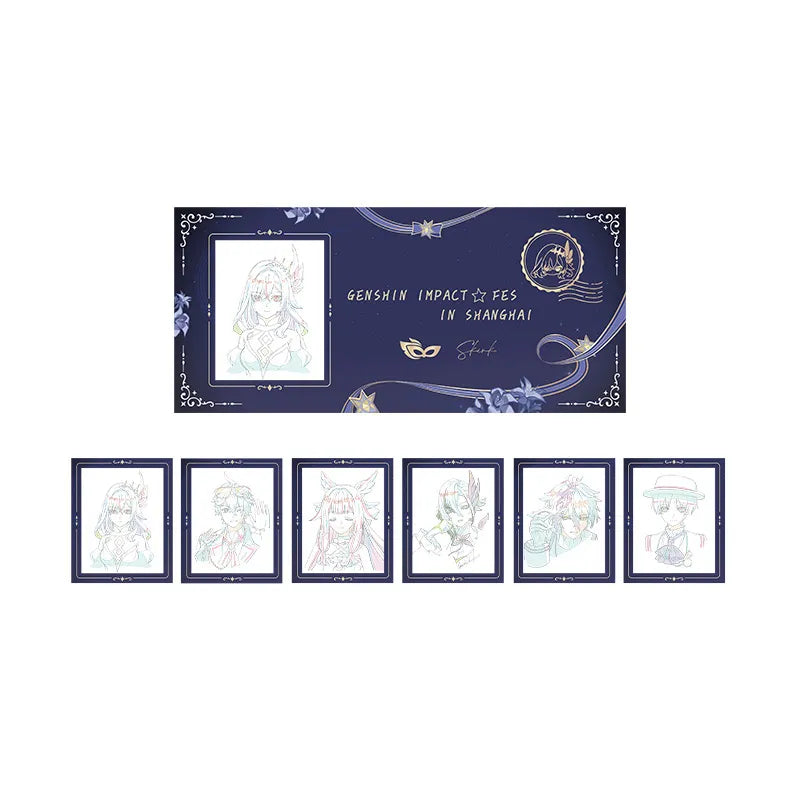 Genshin Impact FES 2026 artwork film ticket stub Set A featuring six character designs