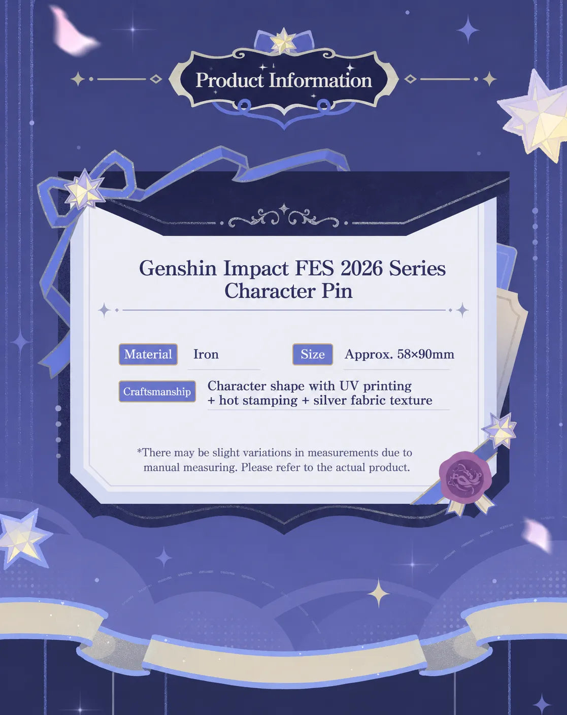 Genshin Impact FES 2026 full character badge collection with six designs