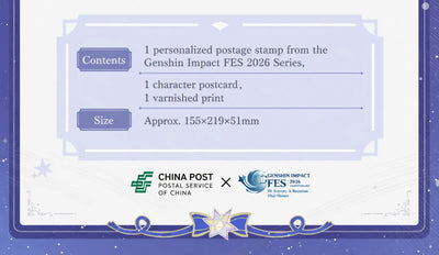 Genshin Impact FES 2026 personalized postage stamp character designs