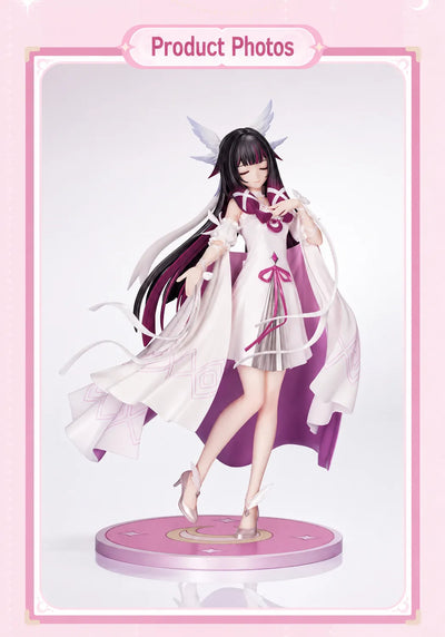 Columbina figure feathered headdress and hair details