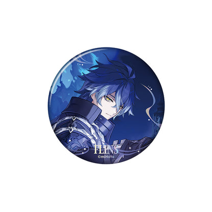 Genshin Impact Flins B version character badge with holographic finish and themed artwork