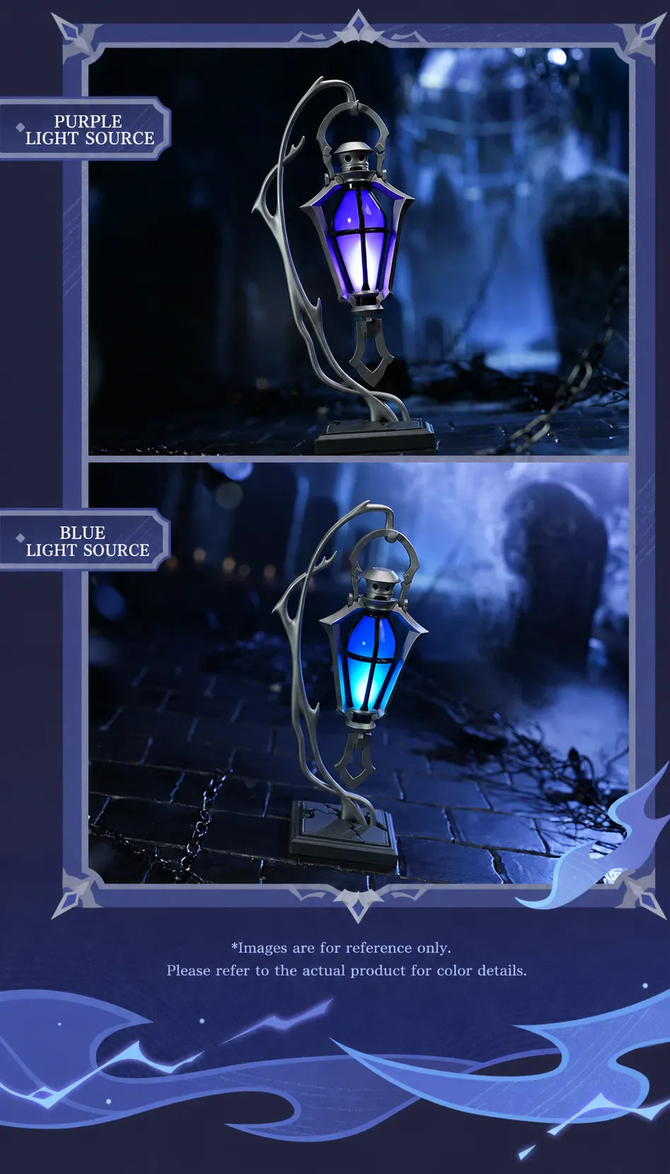 Flins Oathkeeper's Lantern Night Light displayed on decorative stand
