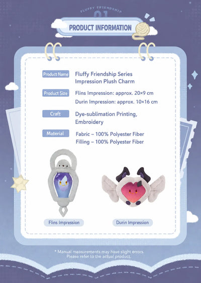 Genshin Impact Fluffy Friendship Flins plush charm front and back details