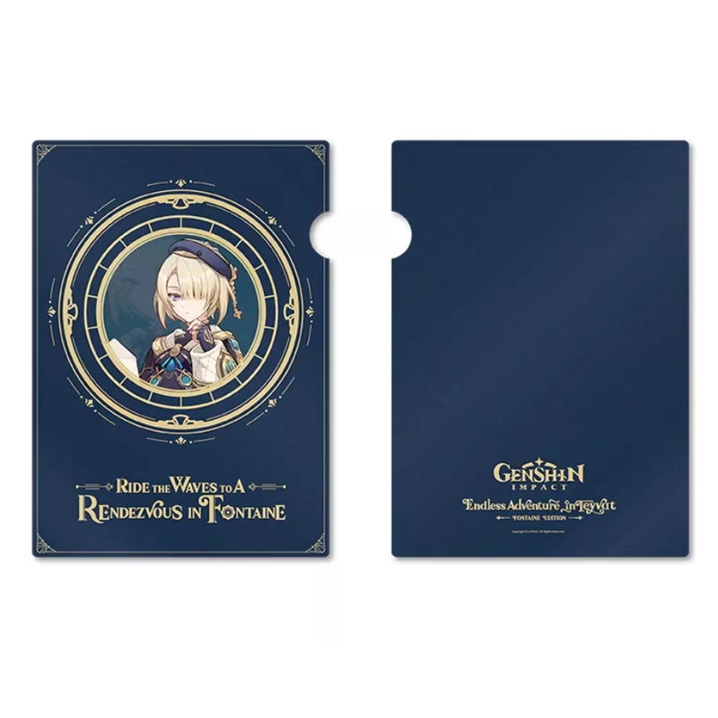 Genshin Impact Fontaine Freminet clear file folder document holder elegant character illustration design