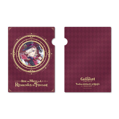 Genshin Impact Fontaine Lyney clear file folder document holder elegant character illustration design