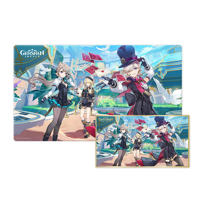 Genshin Impact Fontaine mouse pad featuring Lyney Lynette Freminet large desk mat illustration display