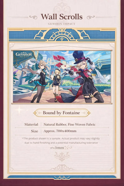 Genshin Impact Fontaine mouse pad size detail approximately 700x400mm large desk mat dimensions