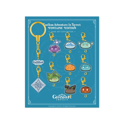 Genshin Impact Fontaine slime acrylic charms game art exhibition series full set display with keychain attachment