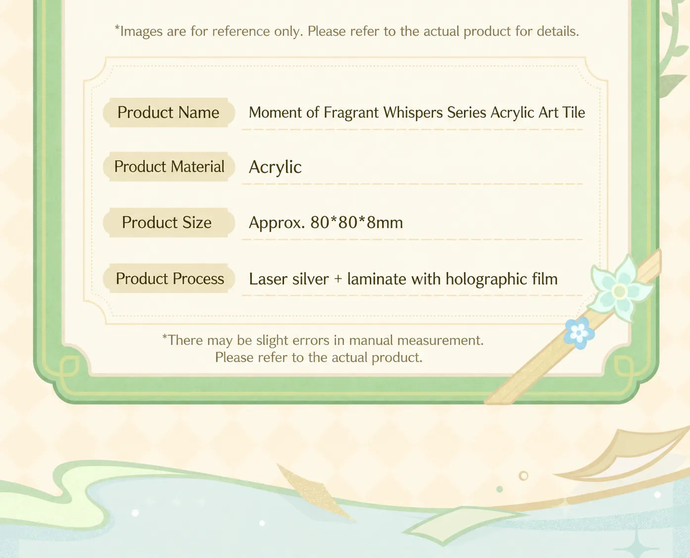 Genshin Impact Moment of Fragrant Whispers acrylic art tile design and product details