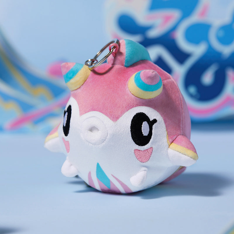 Soft squeezable Freshwater Blubberbeast plush bag charm featuring embroidered details from Genshin Impact
