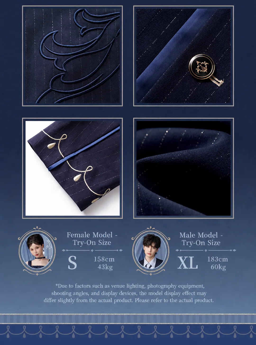 Model fitting reference and fabric details