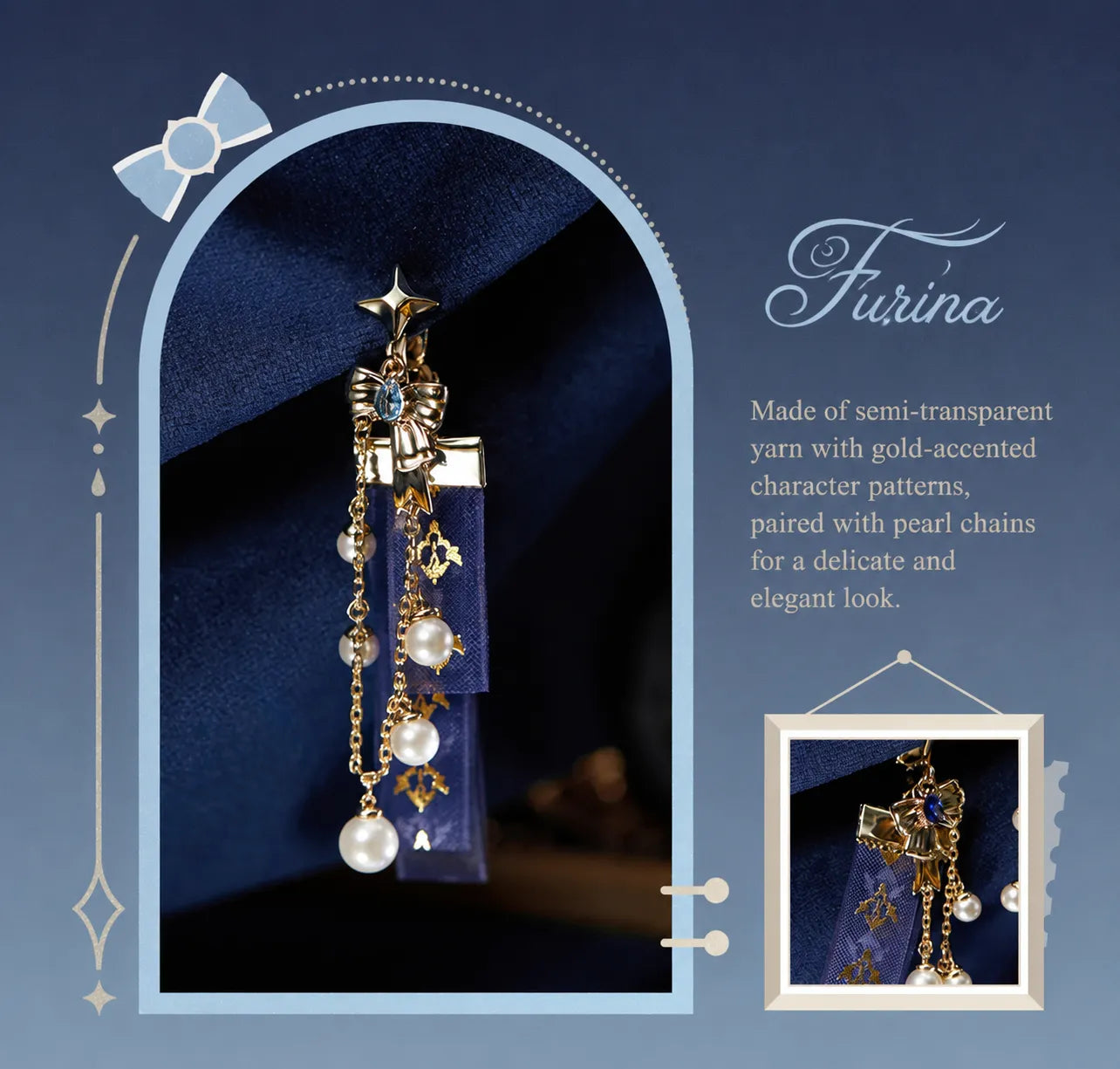 Model display featuring Furina themed earrings
