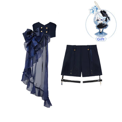 Genshin Impact Furina apparel collection featuring shorts waistband accessories and themed fashion items