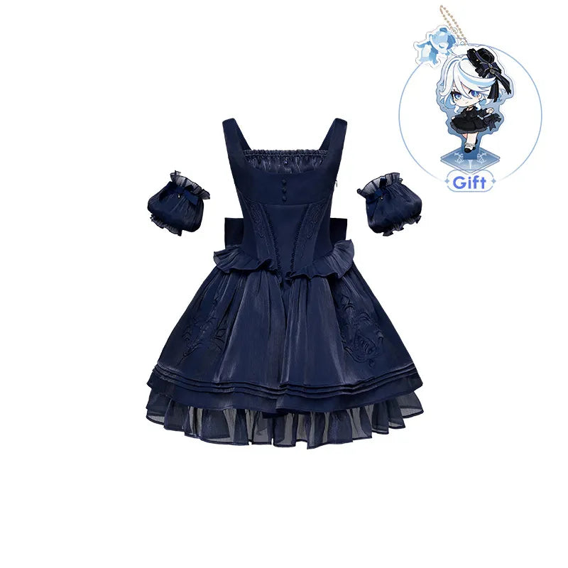 Genshin Impact Furina Themed Impression Series navy blue fish bone suspender dress