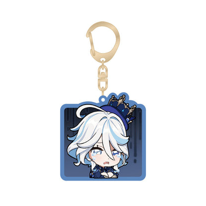 genshin impact furina q version emoji keychain front view