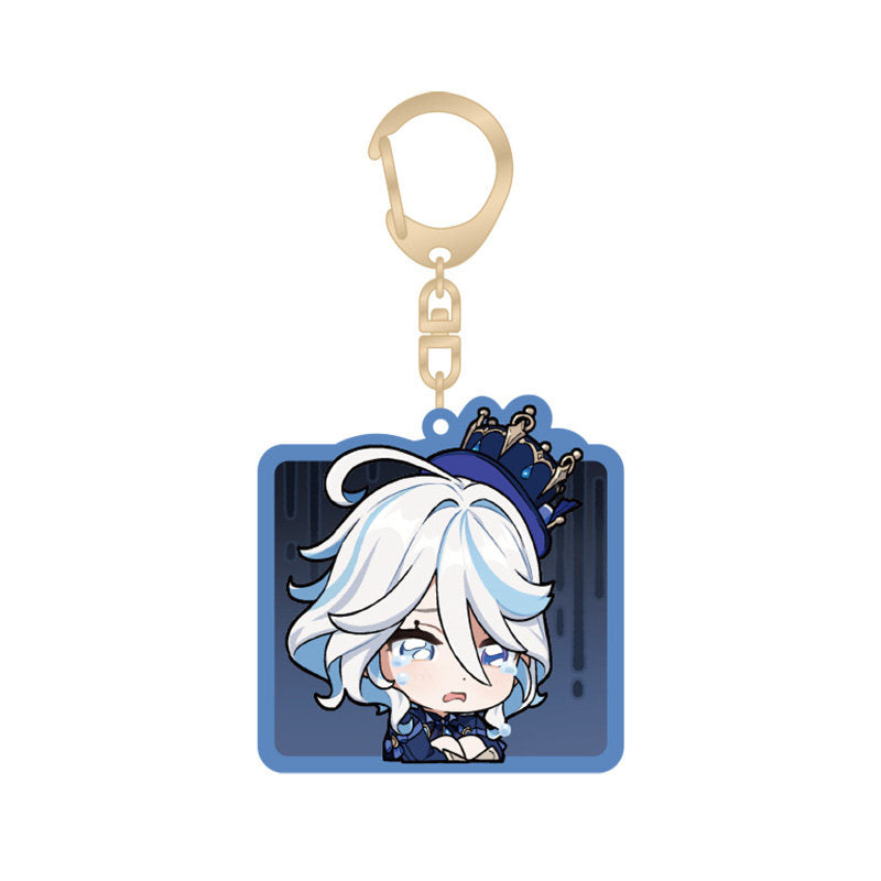 genshin impact furina q version emoji keychain front view