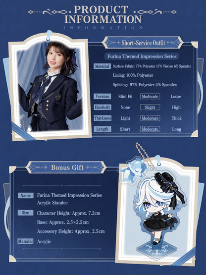 Furina themed cropped jacket front and back display