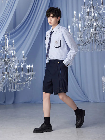 Furina themed relaxed shirt featuring embroidered details and striped fabric