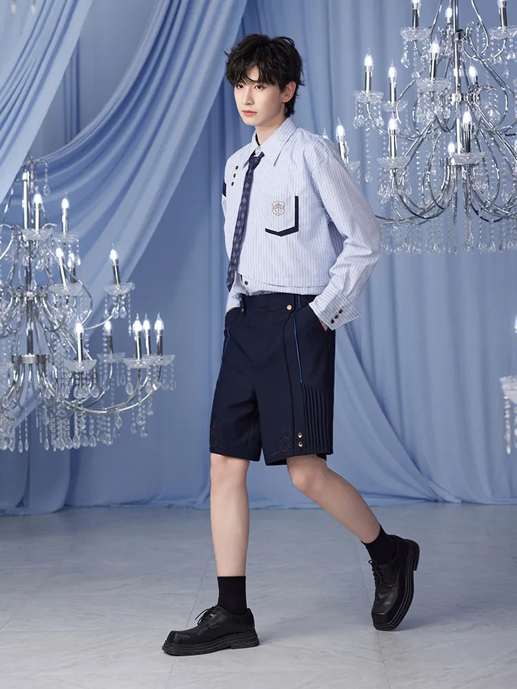 Furina themed relaxed shirt featuring embroidered details and striped fabric