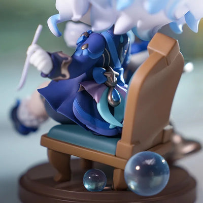 Furina Chibi Figure with blue outfit and afternoon tea design