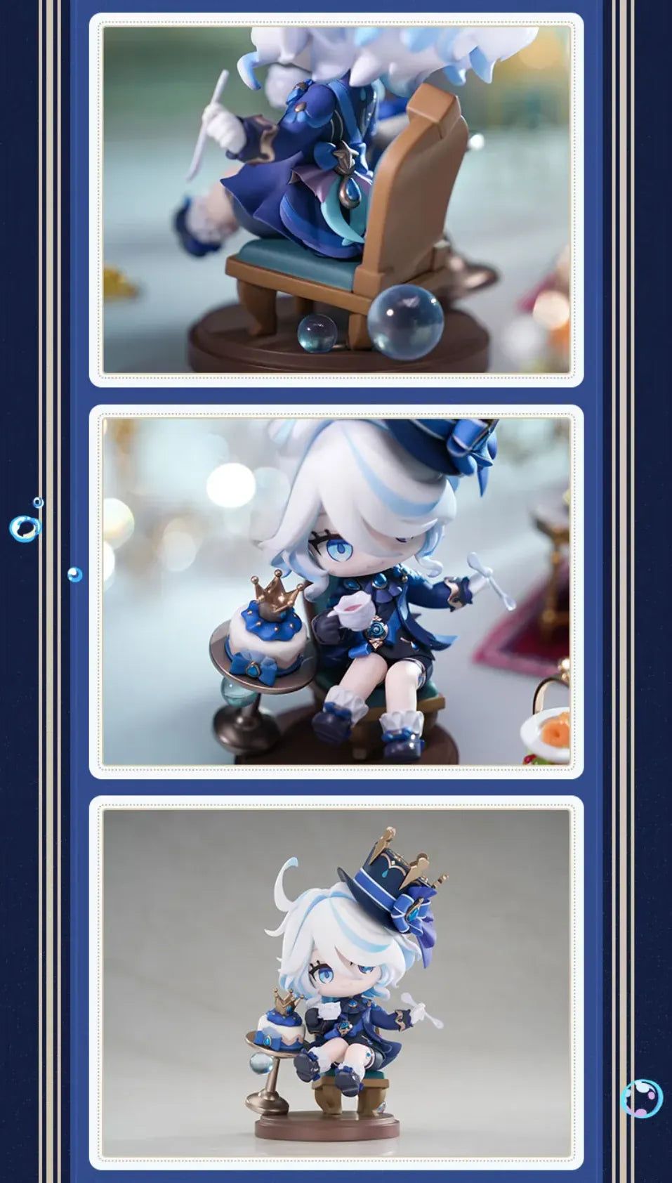 Close-up of Furina Chibi Figure face hat and hair details