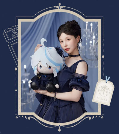 Close up view of Furina Plush Doll outfit craftsmanship
