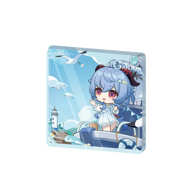 Genshin Impact Ganyu Serene Sea Wanderings thick acrylic display stand featuring chibi Ganyu artwork
