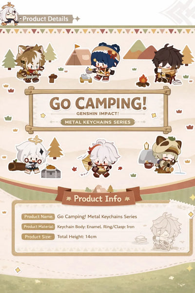 Genshin Impact go camping metal keychain product details size material enamel iron clasp official merchandise