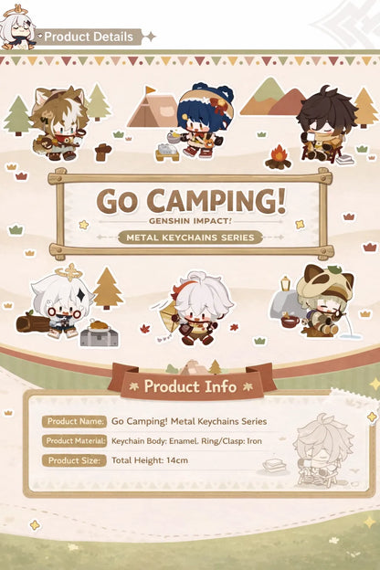 Genshin Impact go camping metal keychain product details size material enamel iron clasp official merchandise