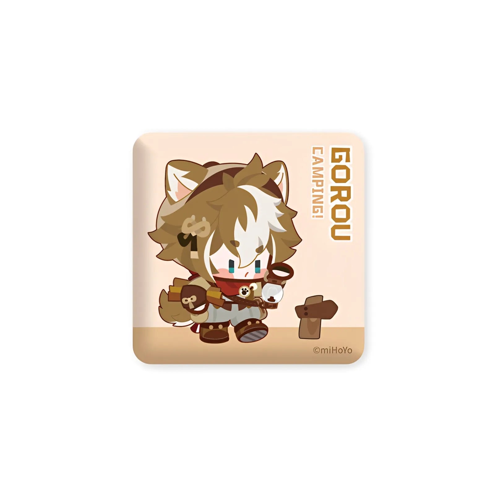 Genshin Impact Gorou camping adventure square badge chibi outdoor series design