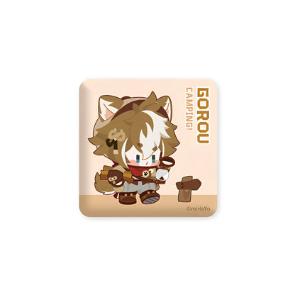Genshin Impact Gorou camping adventure square badge chibi outdoor series design