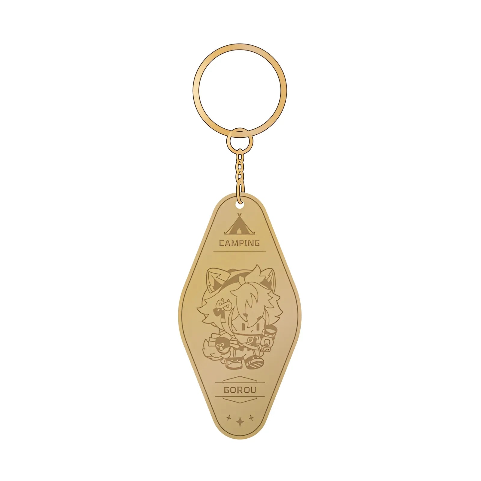 Genshin Impact Gorou go camping metal keychain chibi enamel accessory outdoor theme collectible