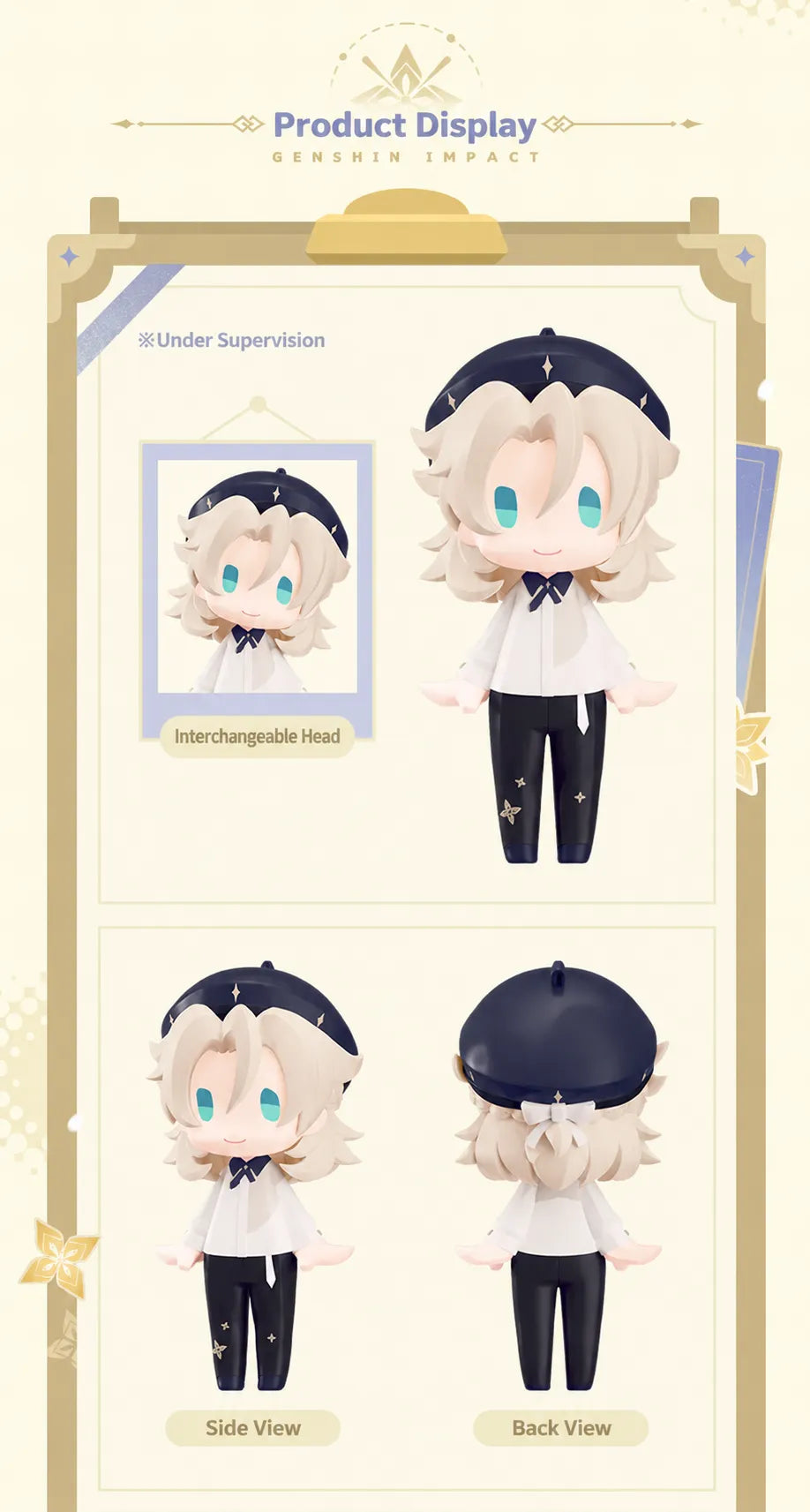 Albedo HELLO! GOOD SMILE Chibi Figure front, side and back display views