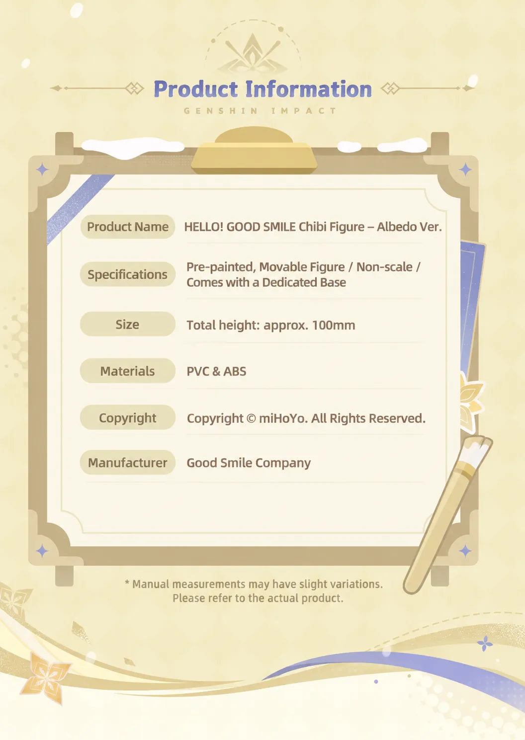 Albedo HELLO! GOOD SMILE Chibi Figure product information including size and materials