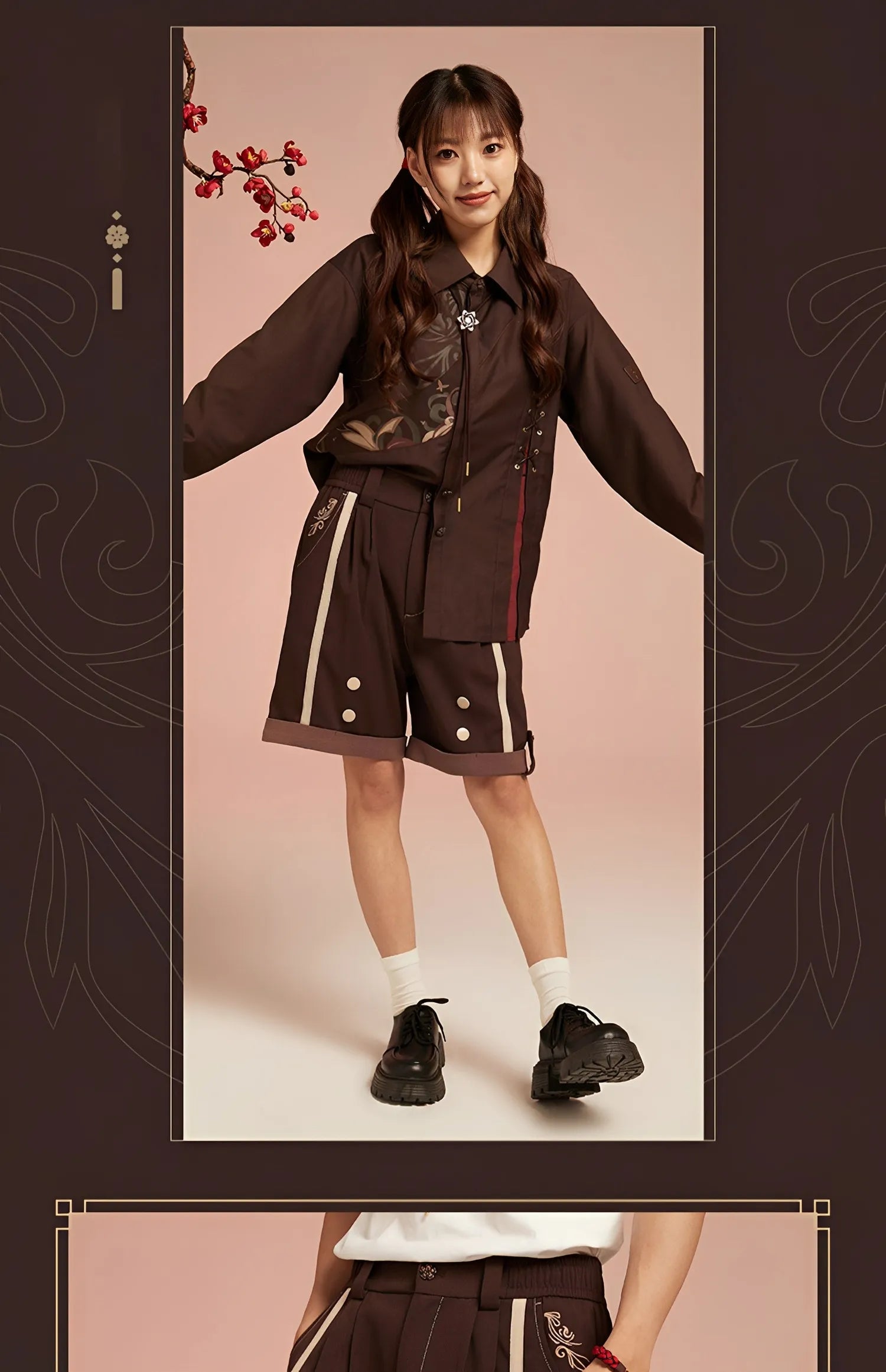 Hu Tao shorts multi angle front and side view