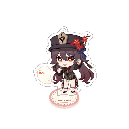 Genshin Hu Tao Stellar Recollection series acrylic standee with playful chibi artwork and acrylic display base