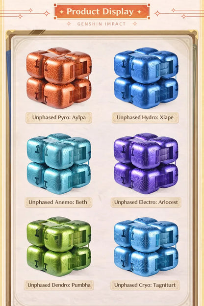 Genshin Impact Hypostasis mini block toy element series product display