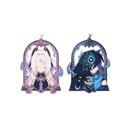 Genshin Iktomi Spiritseeking Scrolls metal badge collection featuring Citlali and Ororon character themed designs