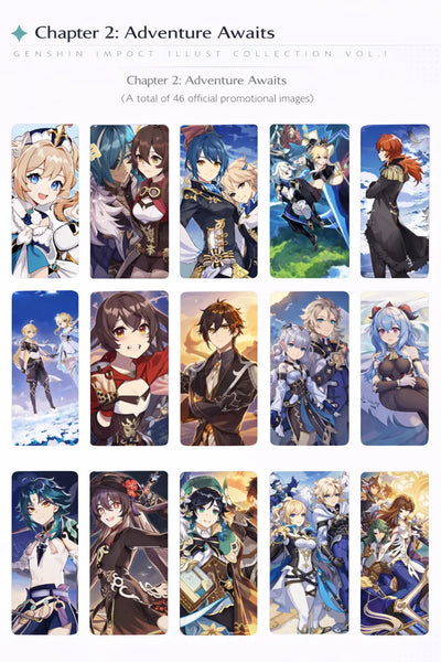 Contents display of the Genshin Impact Illustration Collection Vol.1 art book gift box set