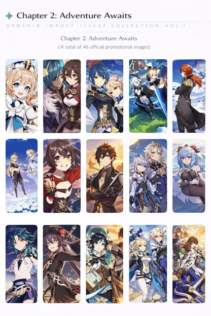 Contents display of the Genshin Impact Illustration Collection Vol.1 art book gift box set