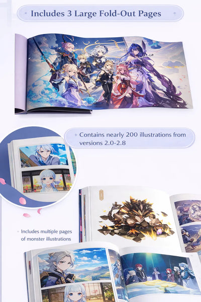 Genshin Impact Illustration Collection Vol.2 fold out pages large illustration spread
