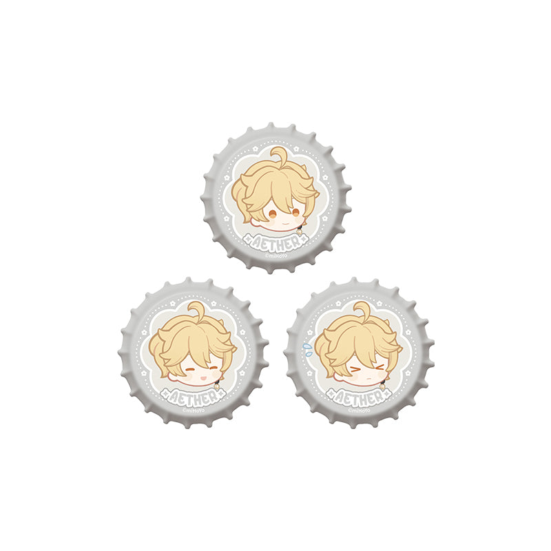 Genshin Impact Imaginarum Series Aether Q version bottle cap emblem set chibi badge merchandise