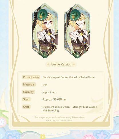 Genshin Impact Imaginarum Series Sigewinne and Emilie themed merchandise display