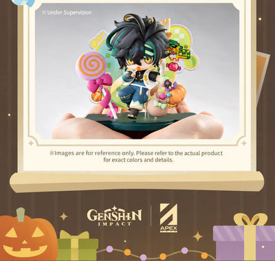 Close-up of Kinich Chibi Figure lollipop and candy-themed details