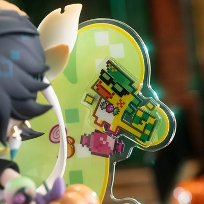 Kinich Chibi Figure with lollipop pumpkin bag and acrylic backdrop