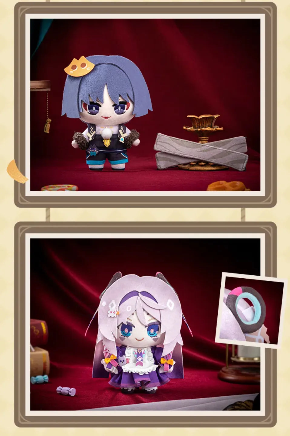 Genshin Impact Immernachtreich Reverie Series Plush Dolls display and costume details