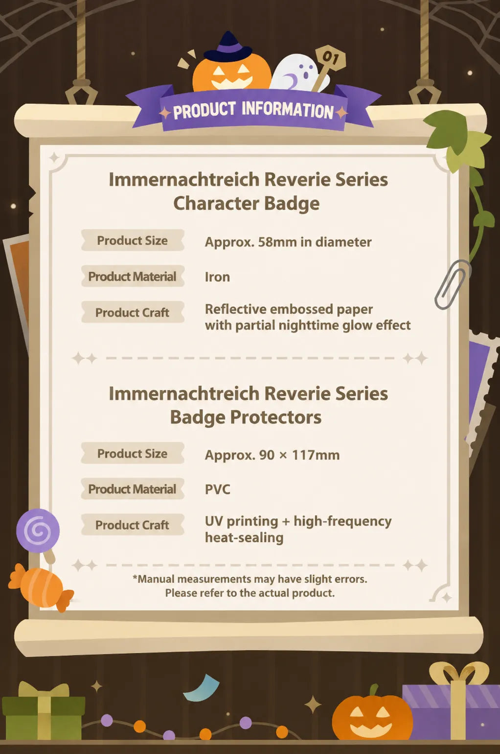 Genshin Impact Immernachtreich Reverie Series badge featuring reflective paper effects and detailed finish
