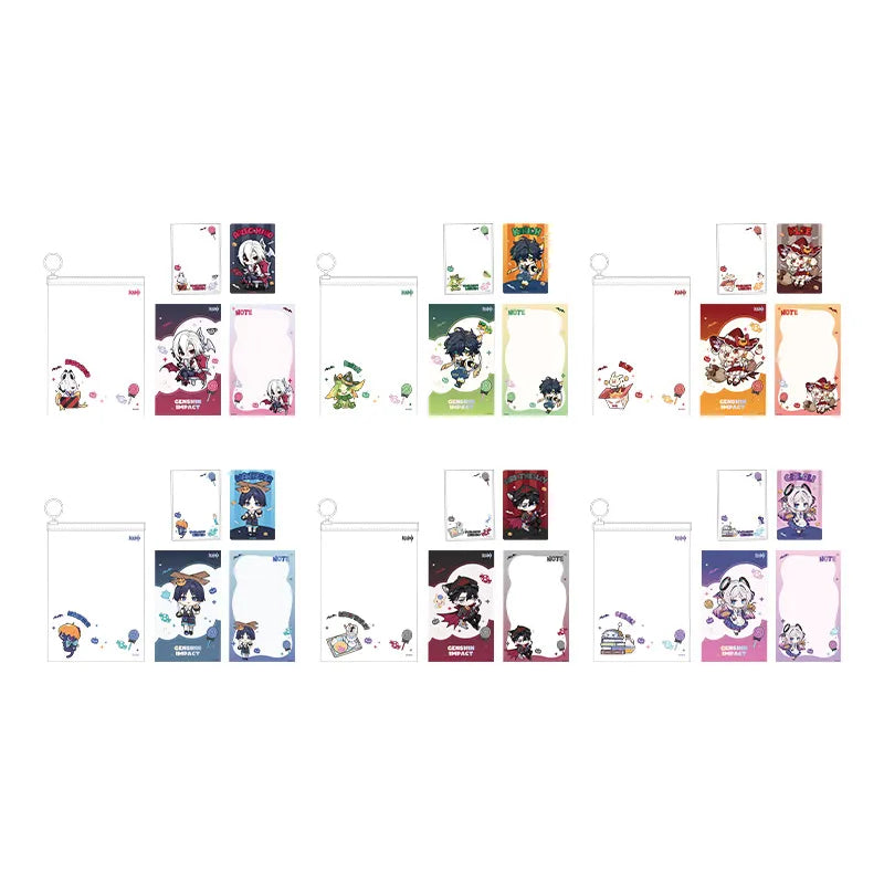 Genshin Immernachtreich Reverie Series stationery gift set featuring Arlecchino Klee Wanderer and Citlali themed designs