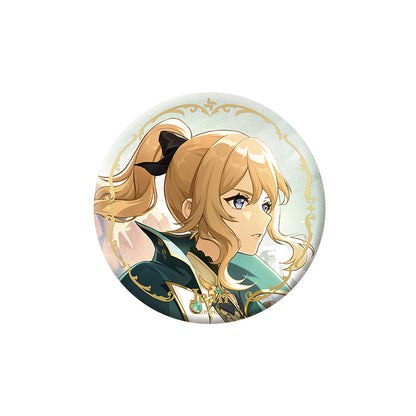 Genshin Impact Jean Gunnhildr character badge with holographic finish and themed artwork